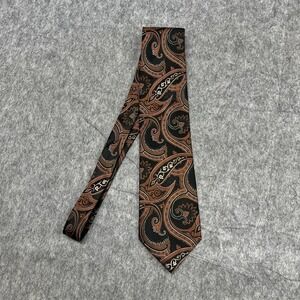 Bocara Tie Mens XL Brown Black Paisley 100% Silk Handmade Necktie Classic
